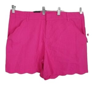 INC NWT Shorts Linen Blend Scallop Hem Regular Fit Women's Size 16 Intense Pink